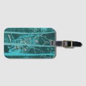 Étiquette À Bagage Blue Grunge Woodland Owland Art (Devant Horizontal)