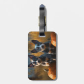 Étiquette À Bagage Blue Heeler Chiot Automne Citrouille de plaisir (Dos Vertical)