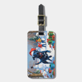 Étiquette À Bagage Blue Heeler Noël Festive Scène de neige (Devant Vertical)