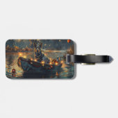 Étiquette À Bagage Blue Heeler Noël Festive Voyage (Dos horizontal)