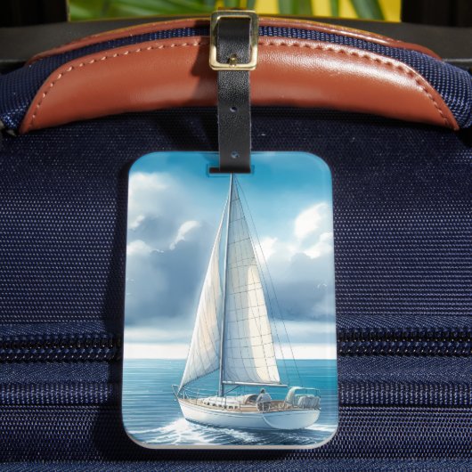 Étiquette À Bagage Blue Horizon Solitary Sailboat (Insitu Rectoal 2)