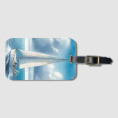 Étiquette À Bagage Blue Horizon Solitary Sailboat (Devant Horizontal)