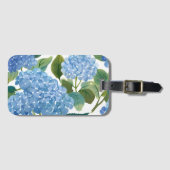 Étiquette À Bagage Blue Hydrangeas | Beautiful Floral Bush (Devant Horizontal)