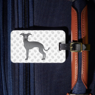 Étiquette À Bagage Blue Italian Greyhound mignon chien avec texte per