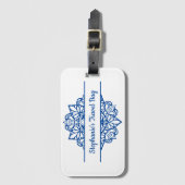 Étiquette À Bagage Blue Mandala Art Personnalisé (Devant Vertical)