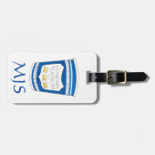 Étiquette À Bagage Blue NYC Grec Diner Deli Coffee Cup Monogramme (Devant horizontal)