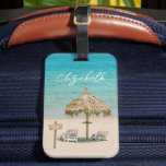 Étiquette À Bagage Blue Ocean Sandy Beach Photo Nom personnalisé<br><div class="desc">Personnalisez cette étiquette à thème de plage pour votre prochain voyage. Conçu pour vous par Blackberry Boulevard.</div>