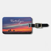 Étiquette À Bagage Blue orange nuages coucher de soleil photo nom per (Devant horizontal)