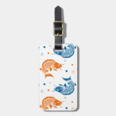 Étiquette À Bagage Blue Orange Summer Japonais Koi Fish (Devant Vertical)