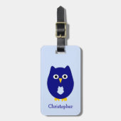 Étiquette À Bagage Blue Owl Design Personalised  (Devant Vertical)