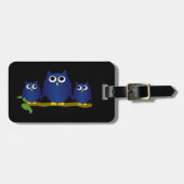 Étiquette À Bagage Blue Owls Design  (Devant horizontal)