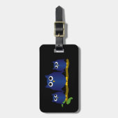 Étiquette À Bagage Blue Owls Design  (Devant Vertical)