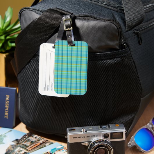 Étiquette À Bagage Blue Plaid par Shirley Taylor (Recto & Verso)