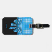 Étiquette À Bagage Blue Ribbon et Polka Dots (Devant horizontal)