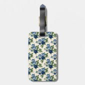Étiquette À Bagage Blue Rose Floral Pattern (Dos Vertical)