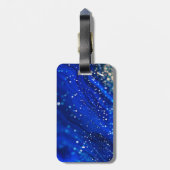 Étiquette À Bagage Blue Shimmer Name & Monogram (Dos Vertical)