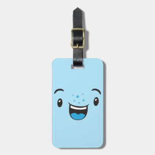 Étiquette À Bagage Blue Smiling Kawaii Face Voyage Bagages Tags