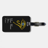 Étiquette À Bagage BLUE TALISMAN, OR HORUS OEIL noir (Dos horizontal)