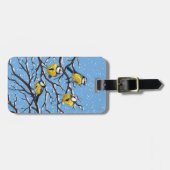 Étiquette À Bagage Blue tit birds en hiver (Devant horizontal)
