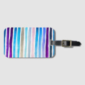 Étiquette À Bagage Blue watercolor stripes painted (Devant Horizontal)