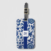 Étiquette À Bagage Blue White Wildflower French Country Custom Name (Devant Vertical)