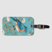 Étiquette À Bagage Bluebird William Morris Inspiré Turquois (Devant Horizontal)