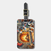 Étiquette À Bagage Bluetick Coonhound Fireplace with Christmas Lights (Devant Vertical)