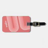 Étiquette À Bagage Blush Pink Mod Retro Stried Motif Nom personnalisé (Devant horizontal)