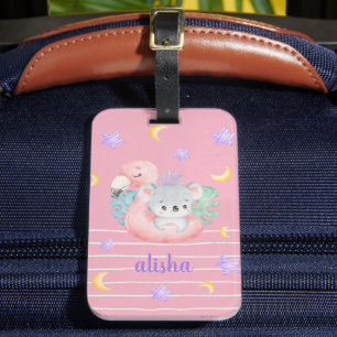 Étiquette À Bagage Blush Pink Pretty Koala Cadeau pour enfants Nom pe