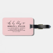 Étiquette À Bagage Blush Rose Élégant Monogramme Nom (Dos horizontal)