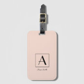 Étiquette À Bagage Blush Rose Féminin Monogramme Initial Script Chic (Devant Vertical)