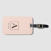 Étiquette À Bagage Blush Rose Féminin Monogramme Initial Script Chic (Devant Horizontal)
