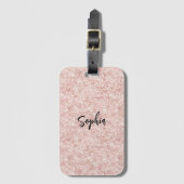 Étiquette À Bagage Blush Rose Pailleté (Devant Vertical)