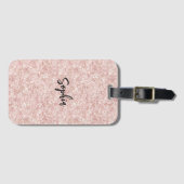 Étiquette À Bagage Blush Rose Pailleté (Devant Horizontal)
