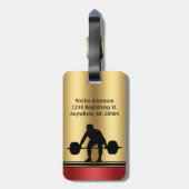 Étiquette À Bagage Bodybuilder Sport haltlifter silhouette Elégant (Dos Vertical)