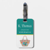 Étiquette À Bagage Boho Beach Bag, Bloc de couleur, Ado, Initiale de (Dos Vertical)