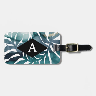 Étiquette À Bagage Boho Botanique Kelp Monogramme Aquarelle Matisse