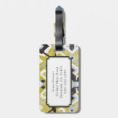 Étiquette À Bagage Boho chic noir et jaune ikat motif tribal (Dos Vertical)