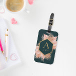 Étiquette À Bagage Boho Floral avec Monogramme de cadre or<br><div class="desc">Ce magnifique bagage peut être personnalisé et offert en cadeau ou gardé pour vous-même!</div>