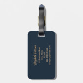 Étiquette À Bagage Boho Navy Blue Peach Mandala (Dos Vertical)