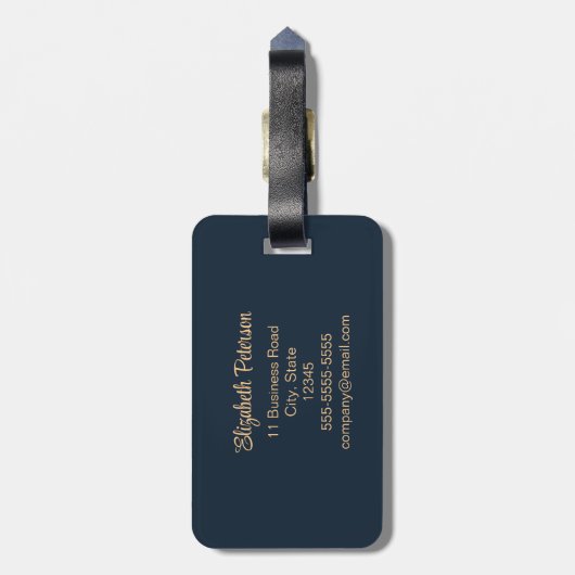 Étiquette À Bagage Boho Navy Blue Peach Mandala (Dos Vertical)