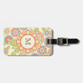 Étiquette À Bagage Boho Retro Fleurs funky Motif Floral (Crème) (Devant horizontal)