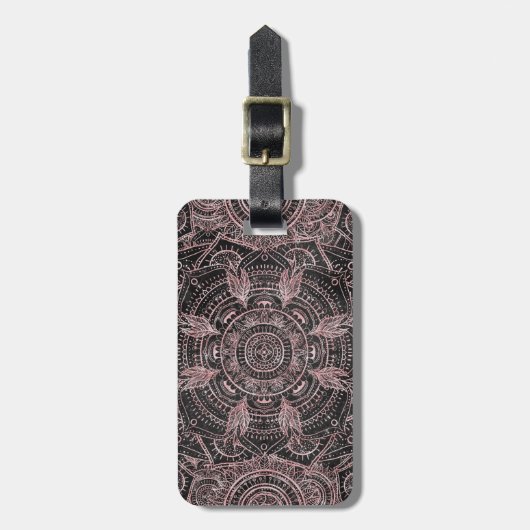 Étiquette À Bagage Boho Rose Gold Grey Mandala Design élégant (Devant Vertical)