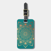 Étiquette À Bagage Boho Turquoise Peach Mandala (Devant Vertical)