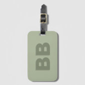 Étiquette À Bagage Boho Vert Sauge Monogramme Initial Moderne (Devant Vertical)