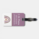 Étiquette À Bagage Boho violet et rose Arc-en-ciel initial de l'enfan (Dos horizontal)