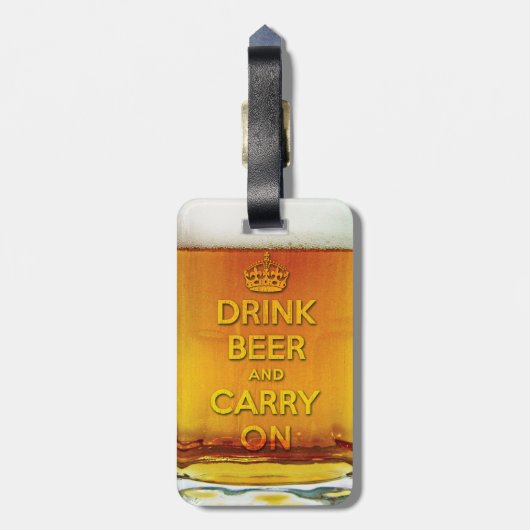 Étiquette À Bagage Boire de la bière amusante et continuer (Dos Vertical)