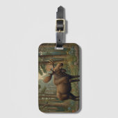 Étiquette À Bagage Bois boisé d'orignal rustique (Devant Vertical)