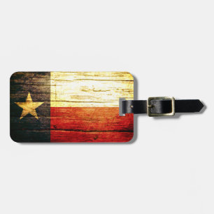 Étiquette À Bagage Bois de drapeau du Texas vieux