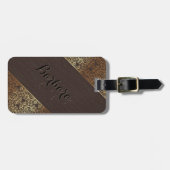 Étiquette À Bagage Bois Gris Look Golden Floral Swils 2 (Devant horizontal)